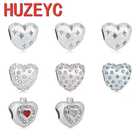 2pcslot stainless steel heart beads pando bracelet crystal charms diy pendant bangle snake chain accessories jewelry handmaking