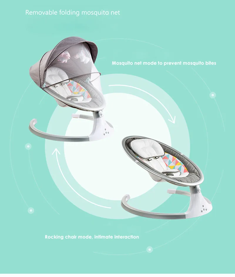 

2018 new remote control baby electric bouncer with blue tooth /usb automatic infant seat baby swing vibrating rocker
