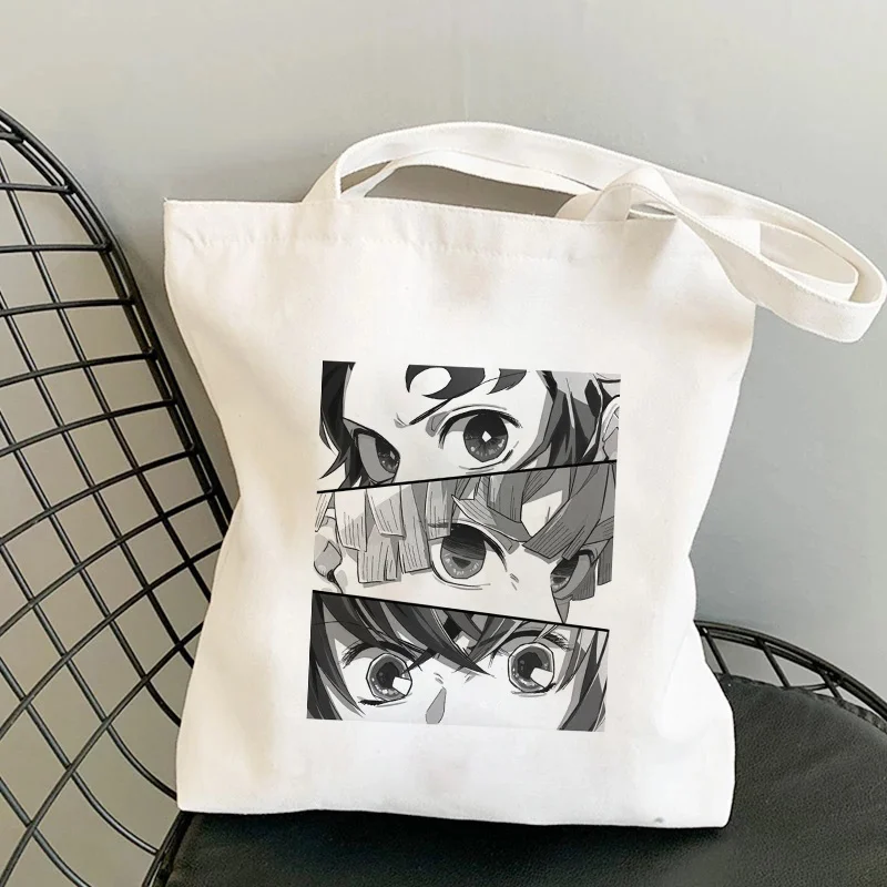 

Shopper Shopping Bags Anime Demon Slayer Eco Daily Use Foldable Handbag Large Capacity Tote Bag Handbags Harajuku Shoulder Bags