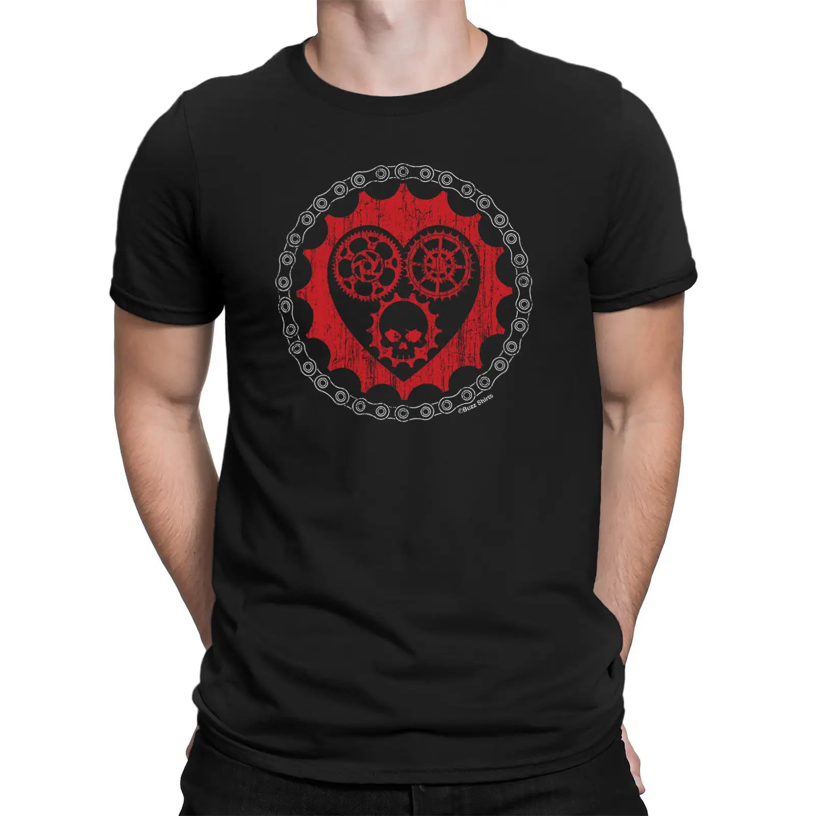 

Mens CYCLINGer Bikers HEART T-Shirt Skull Cogs Mountain Road Bikeer Bicycle 100% Cotton Letter Printed T Shirts Top Tee