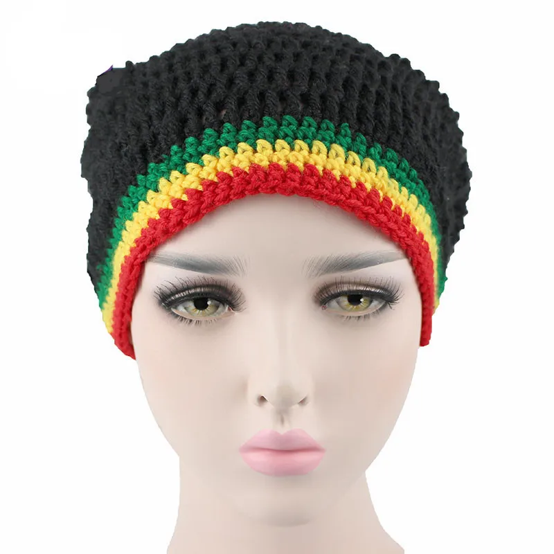 Модная шапка унисекс Rasta зимние теплые вязаные крючком шапки ручной работы Jamaican