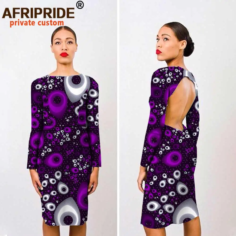 2019 африканские платья для женщин до колена с длинным рукавом и открытой спиной