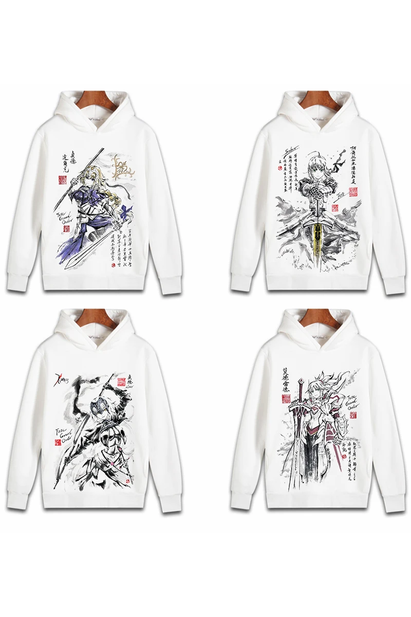 Толстовка для косплея по судьбе большим заказом с капюшоном мультяшным принтом