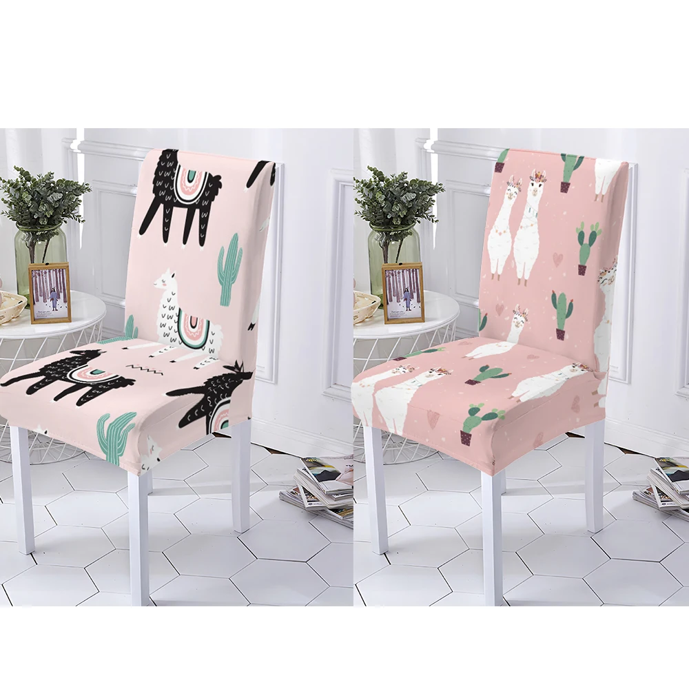 

Чехол для стула в стиле животного, чехол для стульев столовой, эластичный чехол для стульев Альпака с принтом