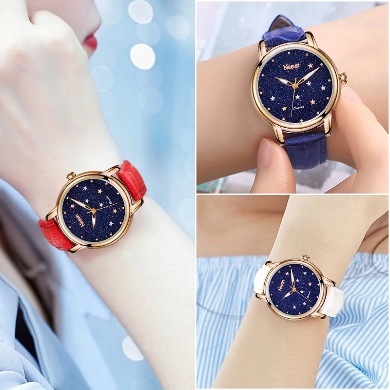 Швейцария Элитный бренд Nesun часы для мужчин и женщин с японским кварцевым