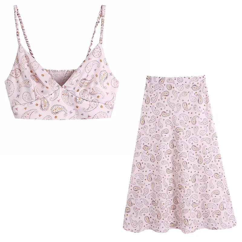 

Женский костюм из 2 предметов, кофта с принтом и юбка миди, Модный повседневный шикарный женский костюм из топа и юбки, новинка 2021