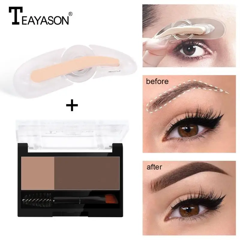 

2 Color Eyebrow Powder With Brush Professional Eye Brows Shadow Makeup Palette Natural Lasting Waterproof Eyebrow Enhancer TSLM1