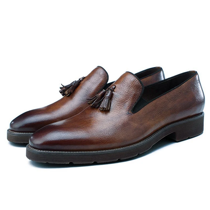 Классические дизайнерские мужские удобные лоферы из натуральной кожи с