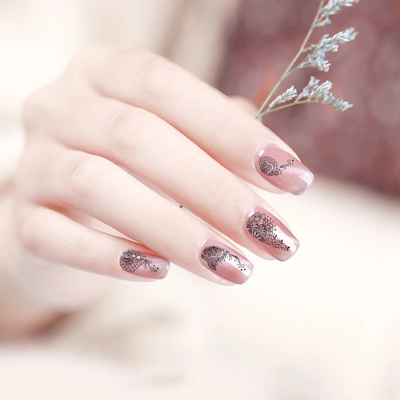 1 лист черного/белого сексуального Кружева для ногтевого дизайна водные