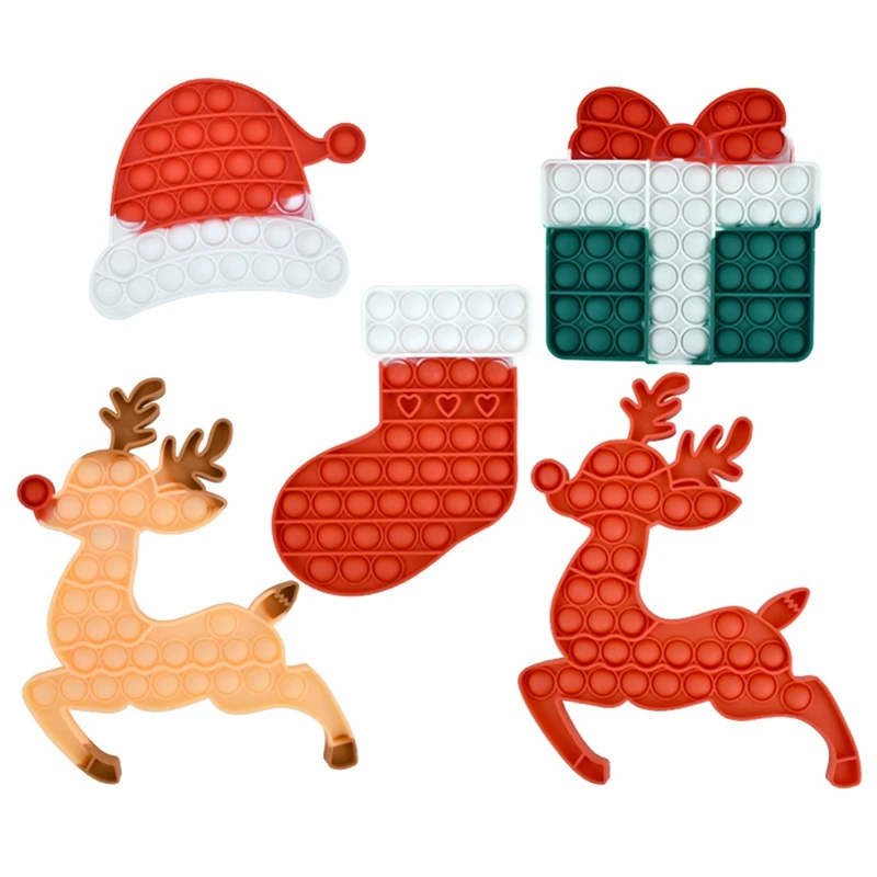 

New Christmas Series Push It Bubble Fidget Sensory Toy Hat Elk Autism Squeeze Funny Antistress Stress Relief Toys