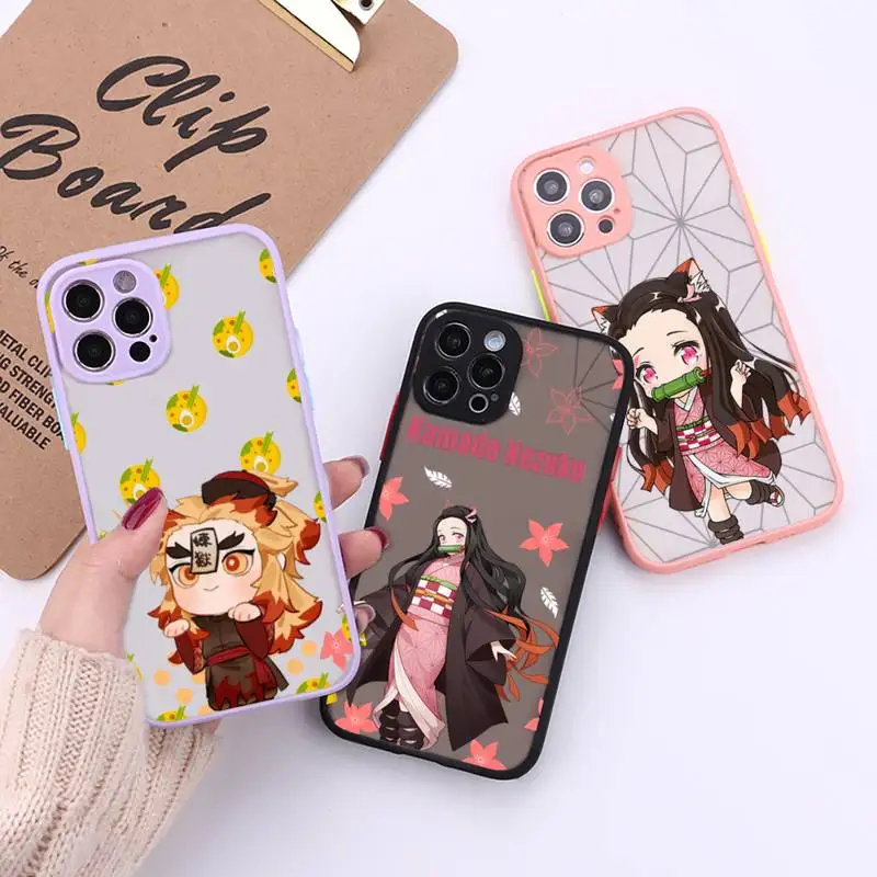 

Demon Slayer Phone Case For iPhone 12 11 Mini Pro XR XS Max 7 8 Plus X Matte transparent Back Cover
