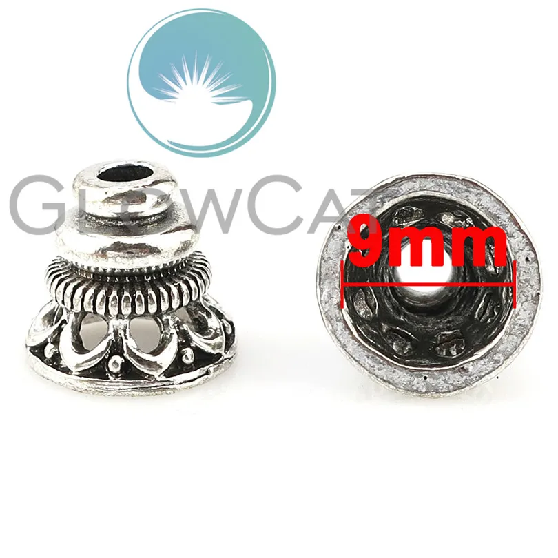 5 шт. ожерелье шнур наконечники античное серебряное покрытие цветок конусные