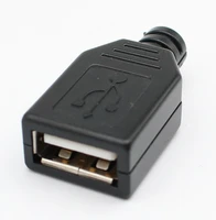 10 sets diy usb 2 0 connector plug a type male 4 pin assembly adapter socket solder type black plastic shell for data connection