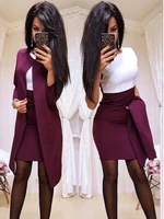 two piece suit women skirt dress suit stitching slim longsleeved mini dress formal wear business work banquet suit with a skirt