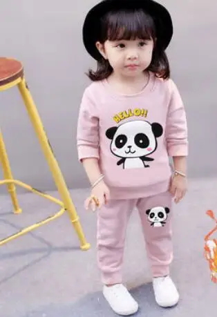 

Cute kids round- neck long sleeve sweater pants autumn girl sets