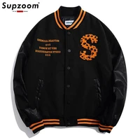 2021 new arrival top fashion cotton single breasted rib sleeve thick embroidery bomber jacket men leopard baseball loose casual