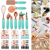 7pcs kitchen gadget set rose gold stainless steel kitchenware high end garlic pizza utensils for home cooking supplies 6 colors