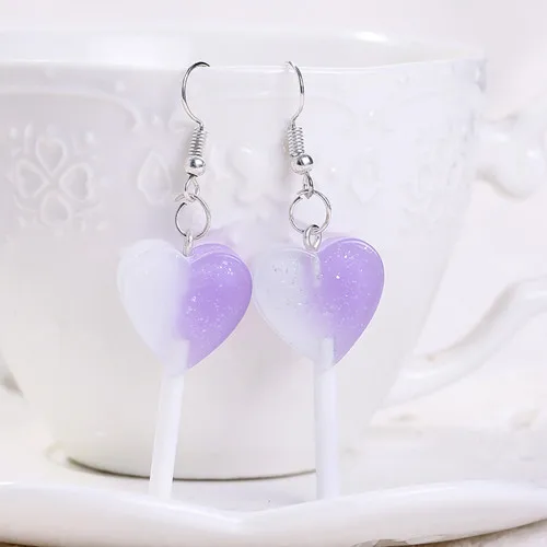 white purple 1 пара, женские серьги, полимерные, ремесло, конфеты, леденец, bff, дружба, Висячие серьги для женщин, детей, ювелирные изделия - Окраска металла: white purple