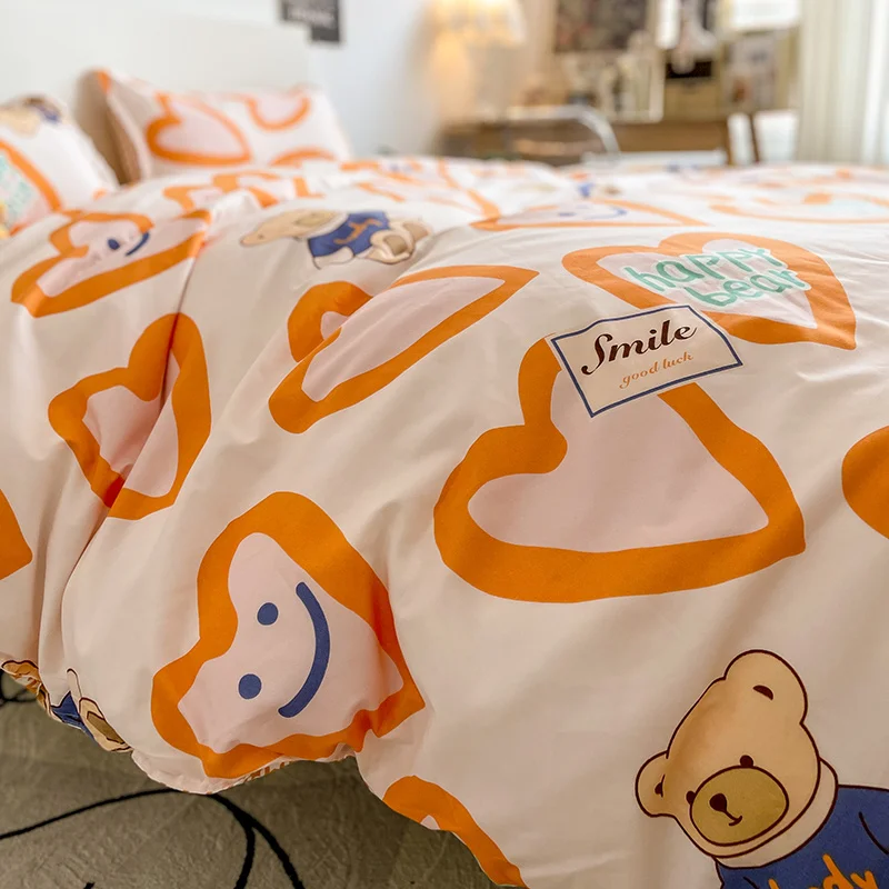 Cute Bedding Sets Cartoon Fashion Duvet Cover Pillow Cases Comfortable Bed Sheets Single Twin Full King Queen Bedclothes | Дом и сад