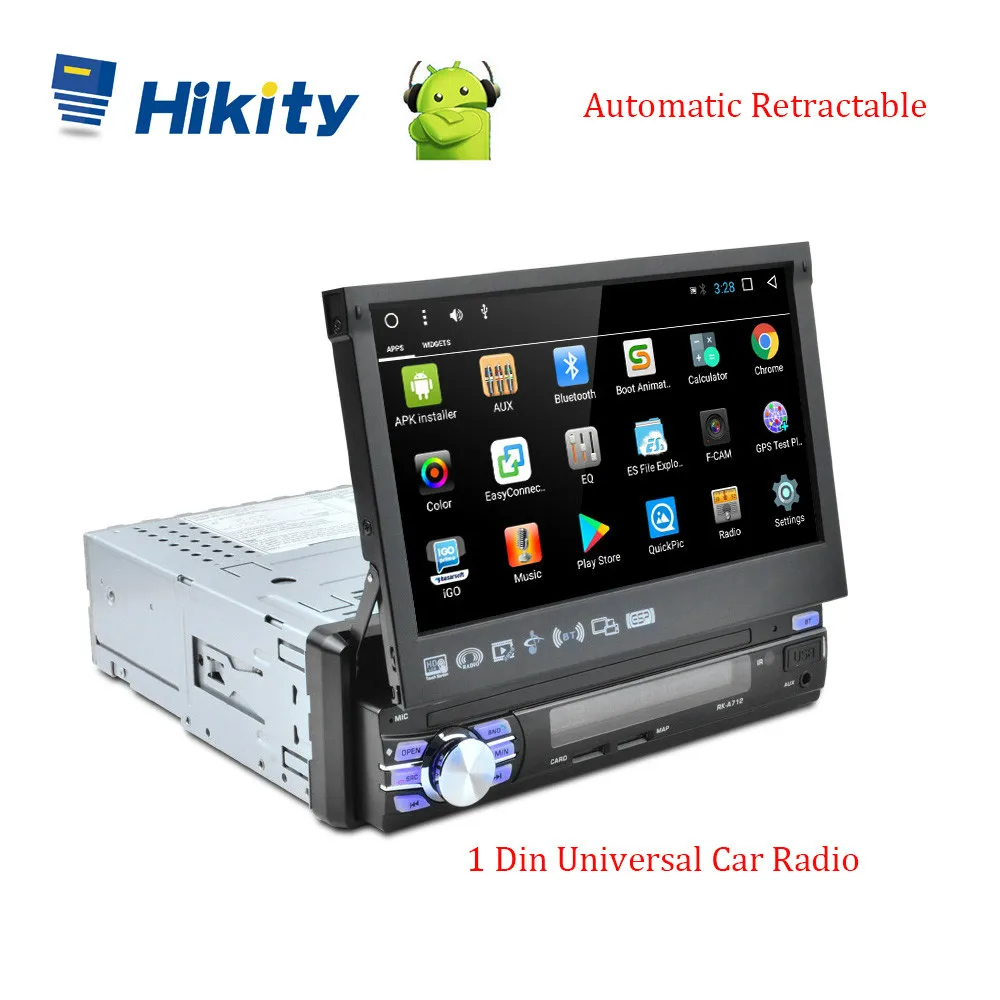 Hikity 1din Android gps навигационный плеер 7 ''универсальный автомобильный радиоприемник Авто Выдвижной WiFi Автомобильный MP5 мультимедийный плеер Поддержка камеры