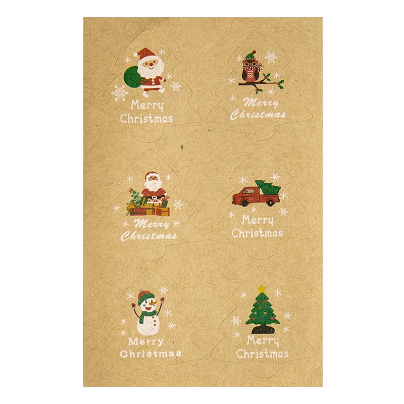60 шт. наклейки на новогоднюю ёлку из крафт-бумаги |