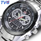 Часы мужские кварцевые, водонепроницаемые, с двойным дисплеем, из нержавеющей стали