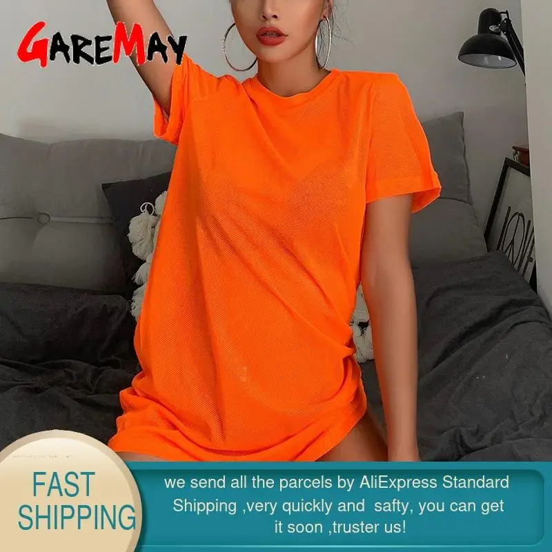 Весна лето 2020 женское Сетчатое платье с коротким рукавом и круглым вырезом