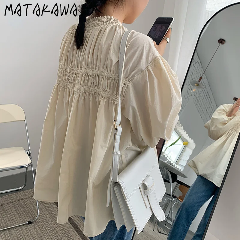 Блузка MATAKAWA Женская в Корейском стиле шикарная блузка абрикосового цвета с