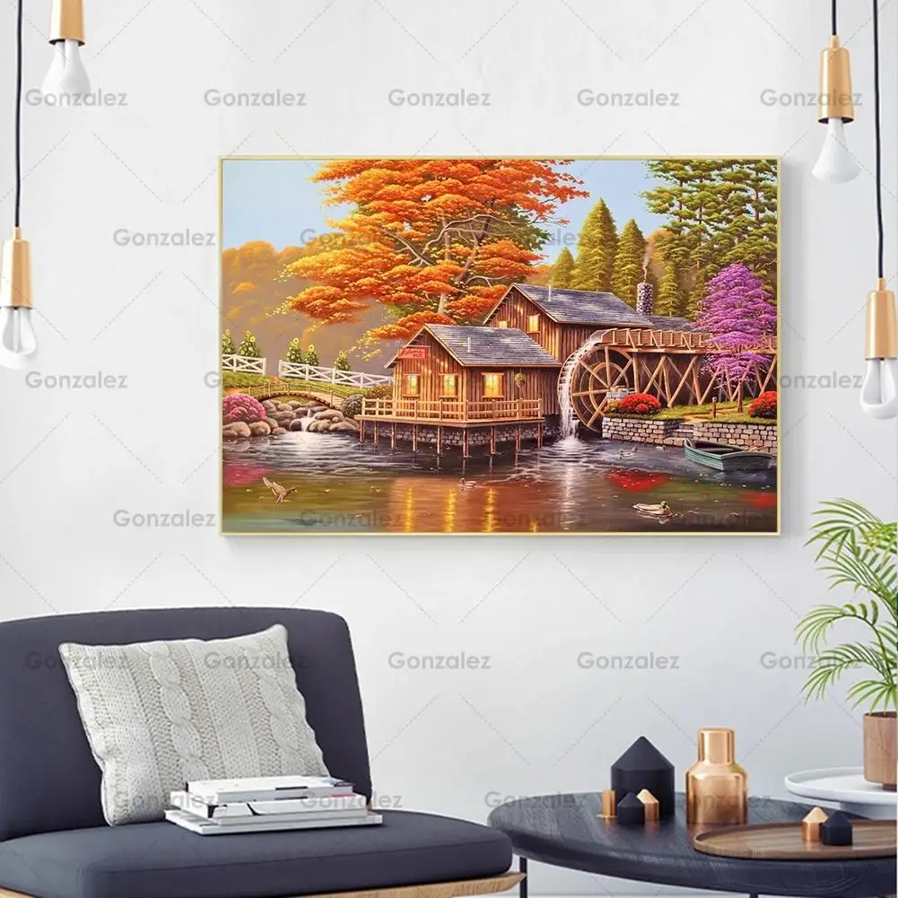 Алмазная живопись &quotсделай сам&quot осенняя брикет озера Фотофон креативная 5D