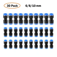 30pcs pneumatic fittings straight push plastic connector 6810mm trachea connector set pu plastic air water hose tube gas