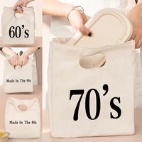 canvas tote bag thermal lunch bag women bag2022 years print portable for breakfast picnic and travel organizer travel bags