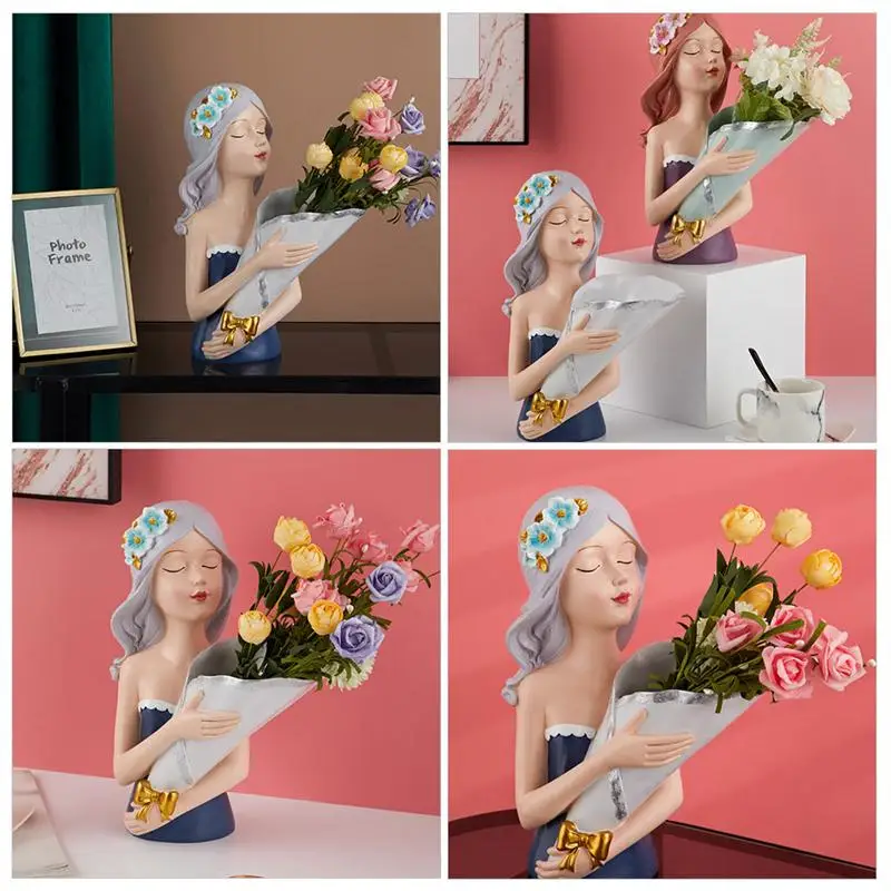 

1Pc Flower Decorative Vase Home Decorative Ornament Flower Arrangement Pot Desktop Miniatures (Blue)