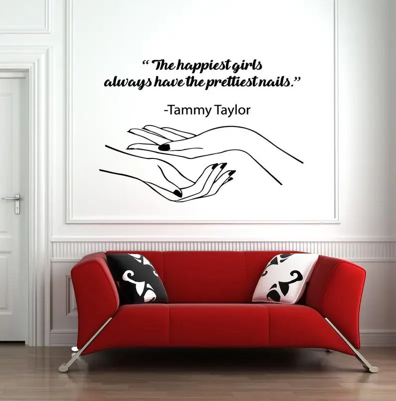 Наклейка на окно для маникюра и педикюра, наклейка на стену, для ногтевого салона, съемная Наклейка на стену для гостиной, настенное украшение, Фреска Z048