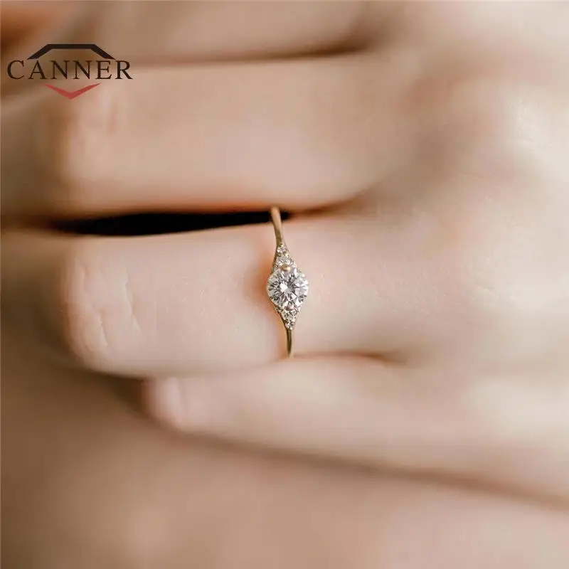 

CANNER Cubic Zirconia Ring 925 Sterling Silver Rings For Women White Gold Bridal Wedding Engagement Trendy Anillos Party Jewelry