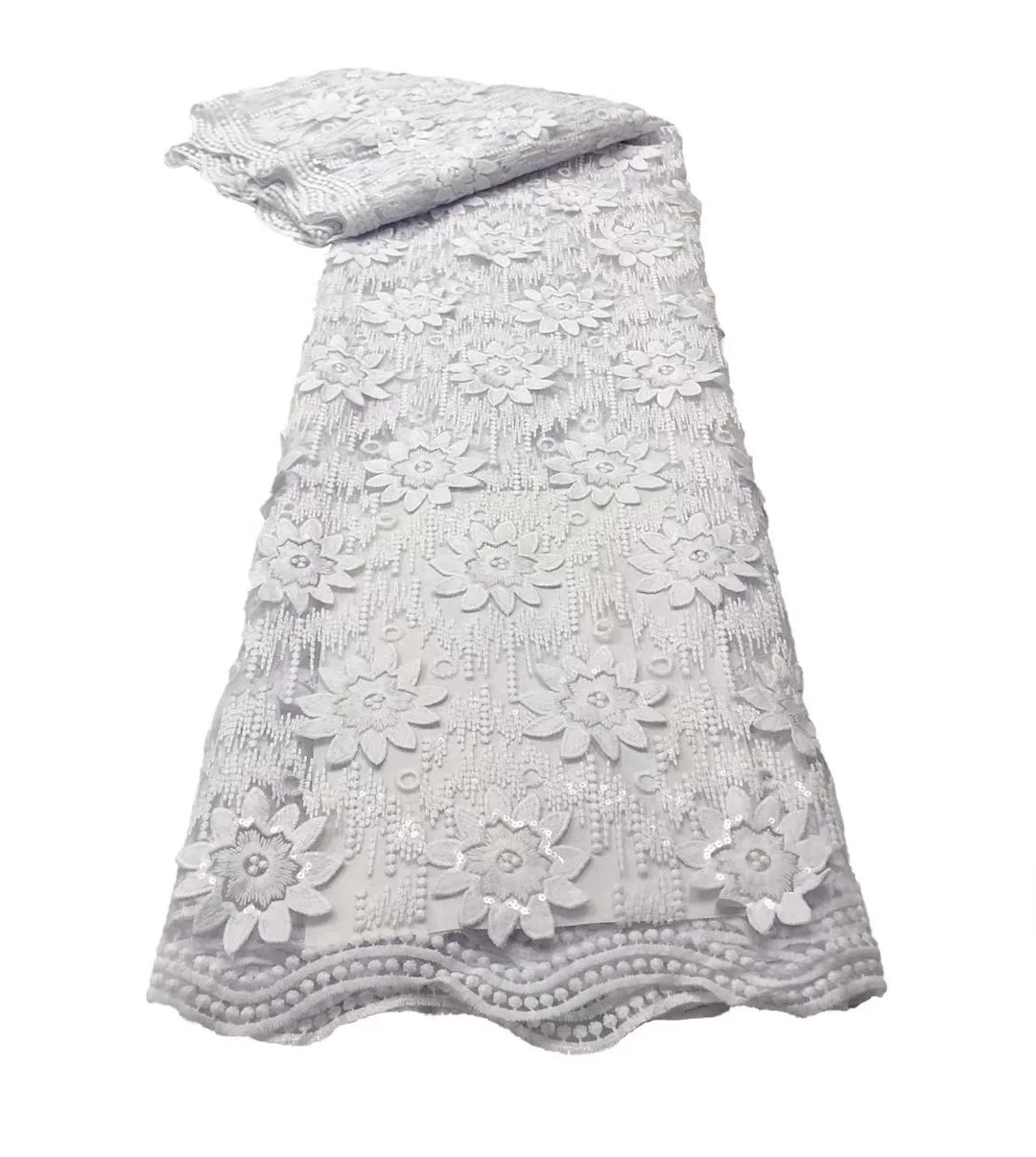 

Белая африканская кружевная ткань с блестками, Последняя французская сетка, нигерийское качество, модный дизайн, материал для шитья свадеб...