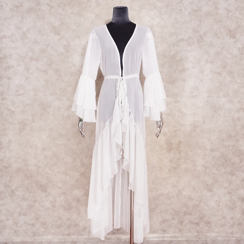 Сексуальная накидка на бикини длинная белая туника повседневное летнее пляжное