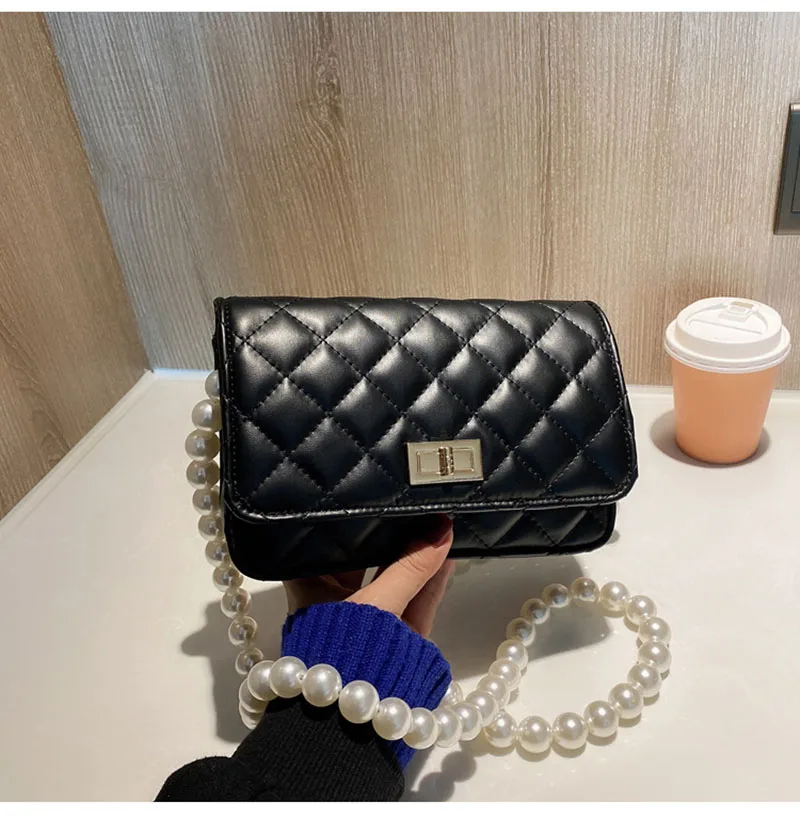 Новые ручные сумки женская маленькая квадратная сумка с очаровательным жемчугом