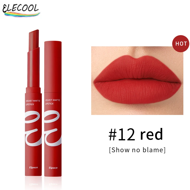 

ELECOOL12 Color Velvet Matte Lipsticks Pencil Waterproof Long Lasting Sexy Red Lip Stick Non-Stick Cup Makeup Lip Pen Cosmetic