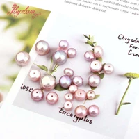 half drilling purple freshwater pearl 3a grade button beads natural stone beads for women diy earring ring jewelry 5 pair