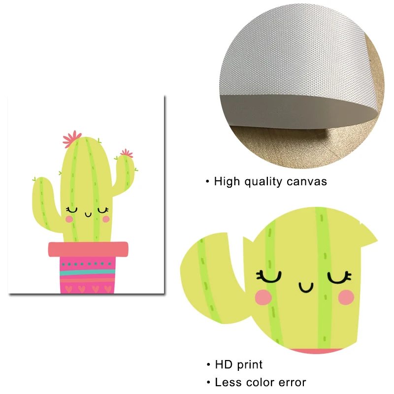 Llama Alpaca Print Nursery Wall Art Canvas Painting Cactus Nordic Posters and Prints Cartoon Pictures for Kids Room Decor | Дом и сад