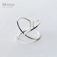 modian simple double layer line ring for women fashion 925 sterling silver glossy geometric free size ring fine jewelry bijoux