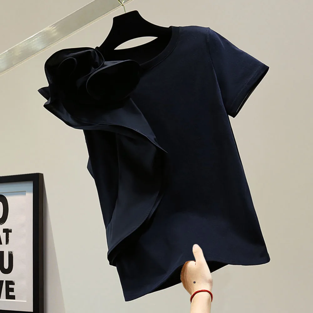 Женская хлопковая футболка с коротким рукавом белая или черная Универсальная