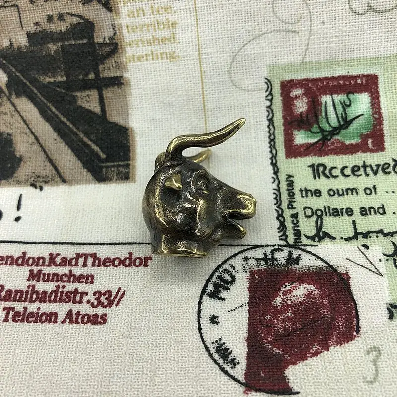 1 шт. бусы EDC на ревочке с головой быка череп ретро латунный оксид Зонт веревка