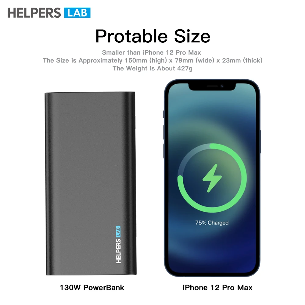 Внешний аккумулятор 130 Вт USB C PD с 3 портами 20 в 100 А а 45 65 для XPS Macbook 15 дюймов 16 и