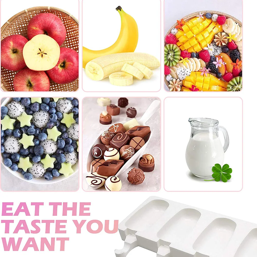 

Food Grade Silicone Ice Cream Molds Ice Pop Mold Ice Cream Bar Molds Maker with Popsicle Sticks