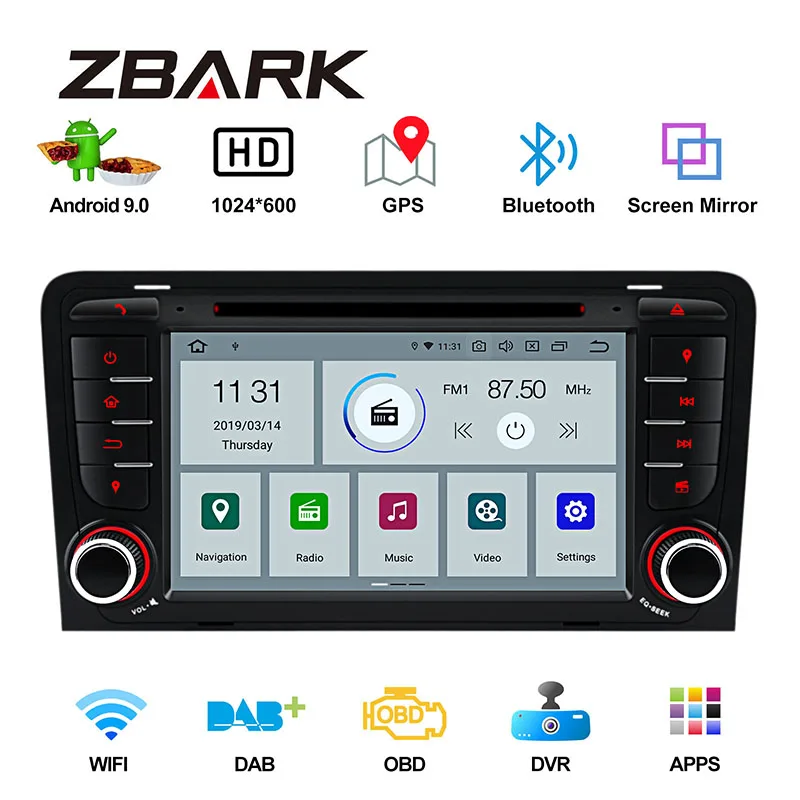 Android 9 0 RAM 2GB 2 din автомобильный стерео DVD мультимедийный плеер для Audi A3 8P S3 RS3 Sportback 2011