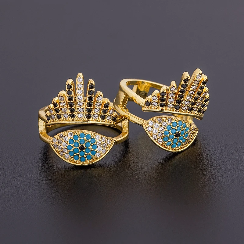 2020 Новое богемное радужной расцветки с клипсами Дурной глаз Стразы Кольца в