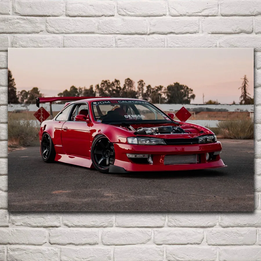 

super cool red car custom jdm sportscar fanart posters on the wall picture home living room decoration for bedroom KN140