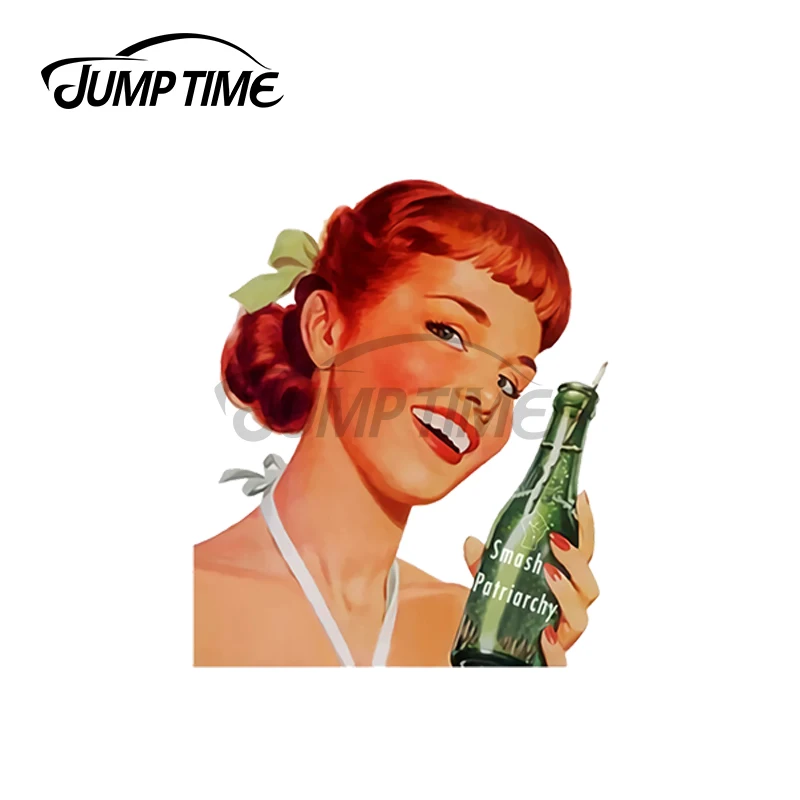 JumpTime 13 x6.6cm Smash Patriarchy 1950s Feminist Pinup Car Sticker Laptop Decal Occlusion Scratch Bumper Refrigerator Graphics