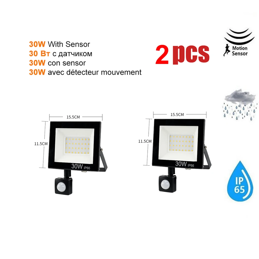 

1-2pcs 220V 10-100W LED FloodLight Spotlight Exterior Street wall reflector LED Light Waterproof LED Lamp Security Lighting Scon